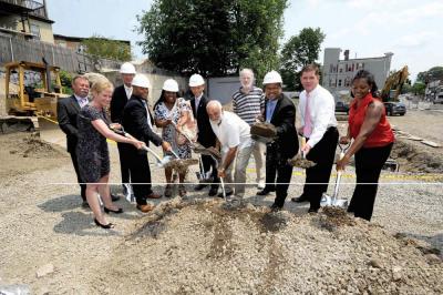Mayor Martin Walsh joined officials from The Vietnamese-American Initiative for Development (VietAid) and Nauset Construction at a groundbreaking ceremony on Monday in Four Corners. The project will create 35 affordable housing units as well as commercial space on Washington Street. Photo courtesy Mayor’s Office